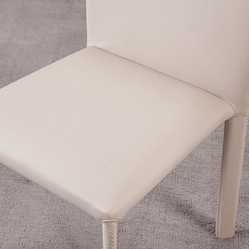Minimalist Style Solid Back Armless Dining Chairs Leather Dining Chairs for Home