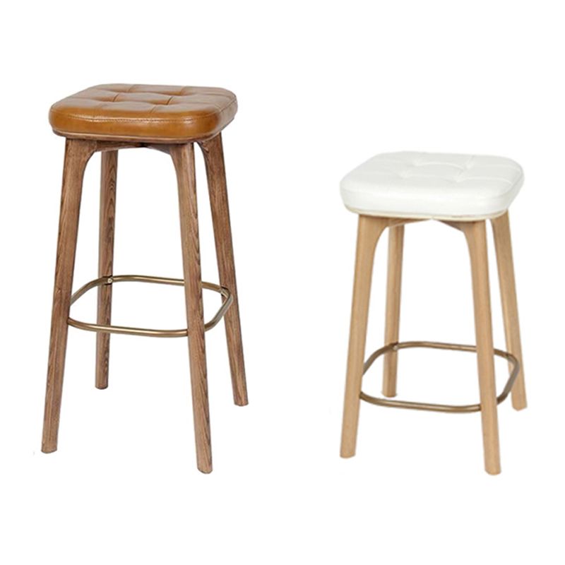 Modern Style Bar-stool PU Leather Counter Bar Stool with Wooden Legs