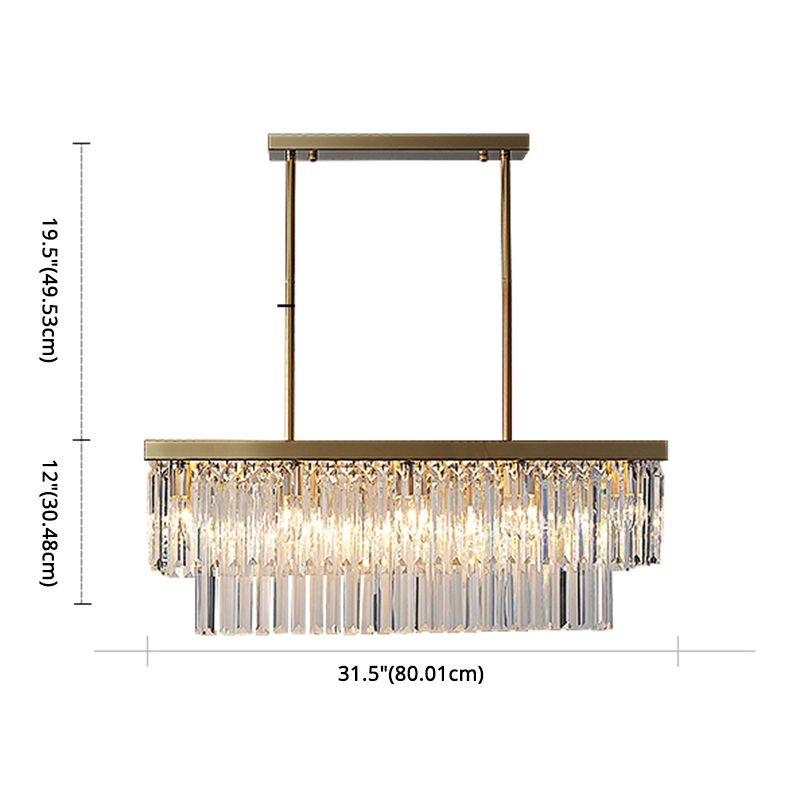 Rettangolo Crystal Island Pendant Light Minimalist Style Clear Island Flachture