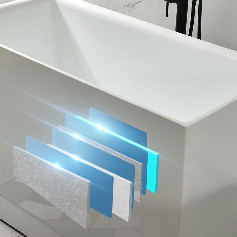 Acrylic Freestanding Bathtub Modern Rectangle Bathtub with Center Drain