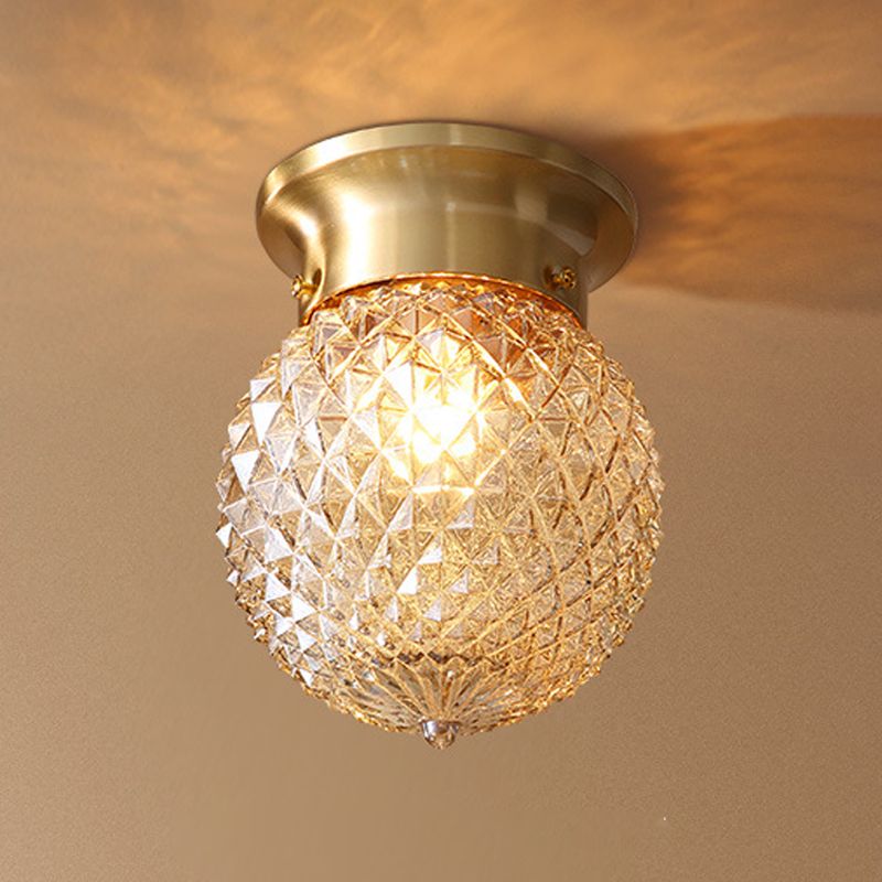 1 Light Semi-Flush Ceiling Light Traditional Glass Ceiling Mount Lamp for Bedroom