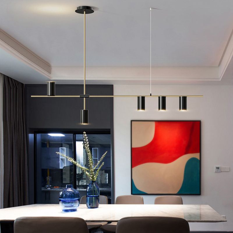 Contemporary Cylinder Island Lights Metal Island Pendant Fixture for Kitchen