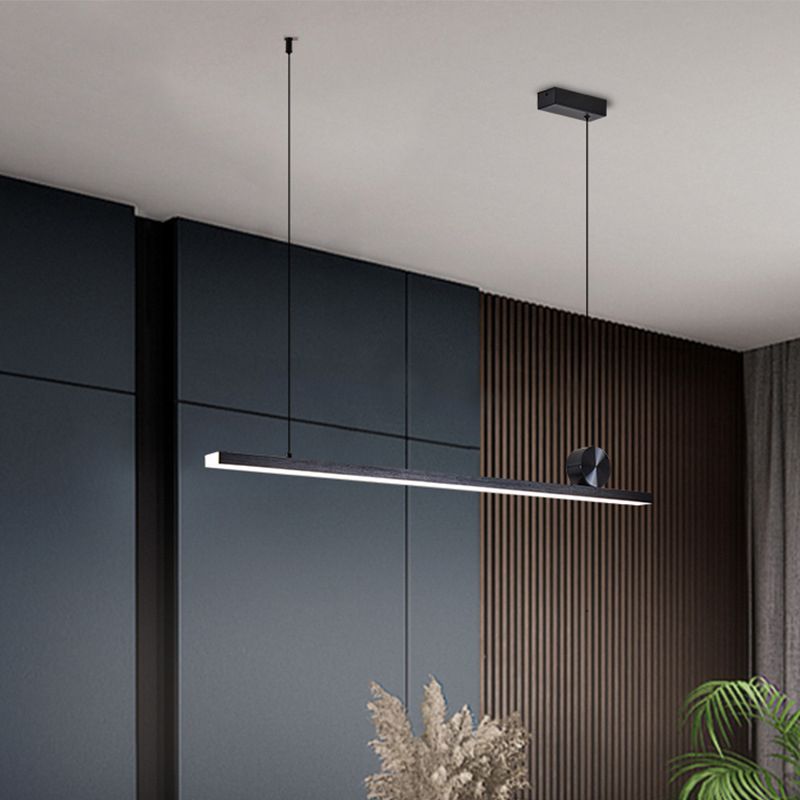 Contemporary Linear Shape Pendant Light with Plastic Shade for Living Room