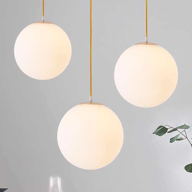 Globe Ceiling Pendant Light Simplicity Glass Dinning Room Pendant Light Kit in White