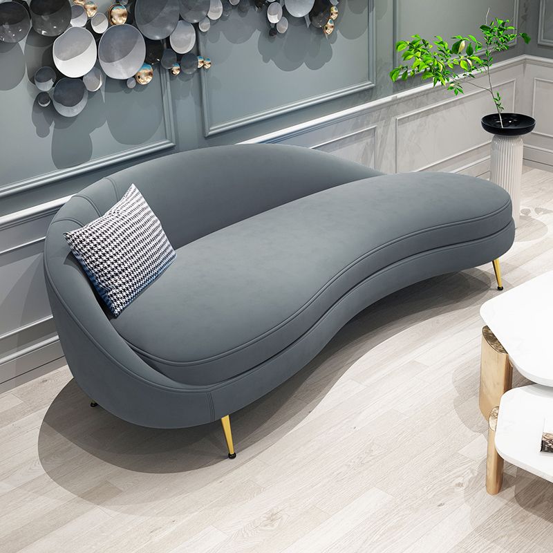 Sofá de terciopelo glamoroso 4 asientos curvos apretados 74.80 "W SOFA para sala de estar
