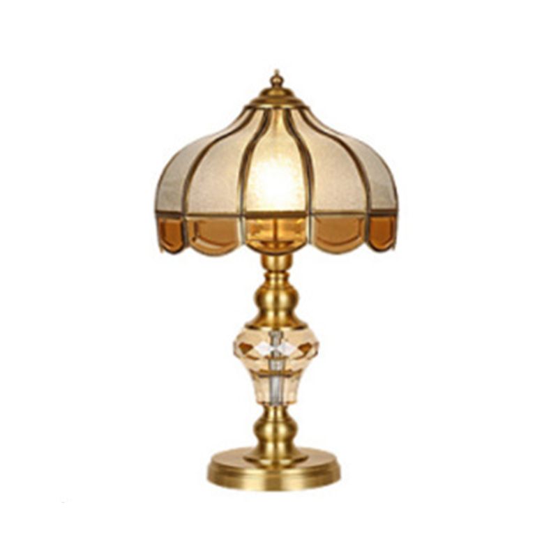 American Brass Table Lamp Flower Shape Table Light with Glass for Bedroom