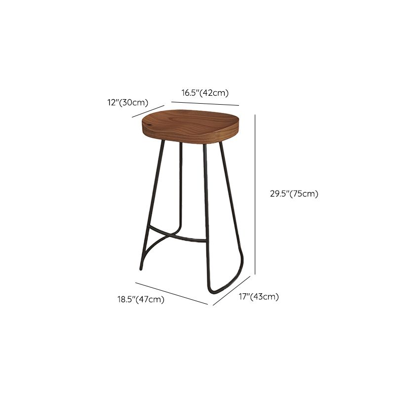 Modern Armless Counter Stool Iron Cafe Bar Stool with Seat and Pedal