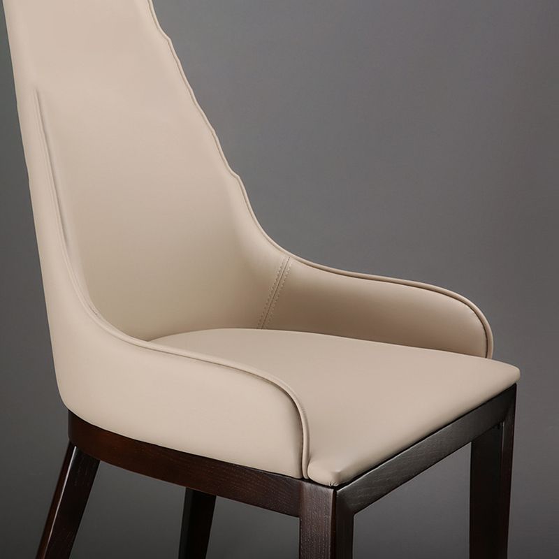 Modern Style Faux Leather Chairs Arm Side Chairs with Wooden Legs for Home Use