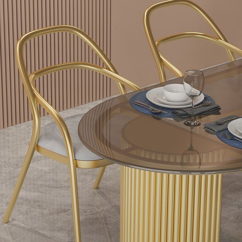 Traditional Luxury Dining Table Oval Home Table with Gold Base