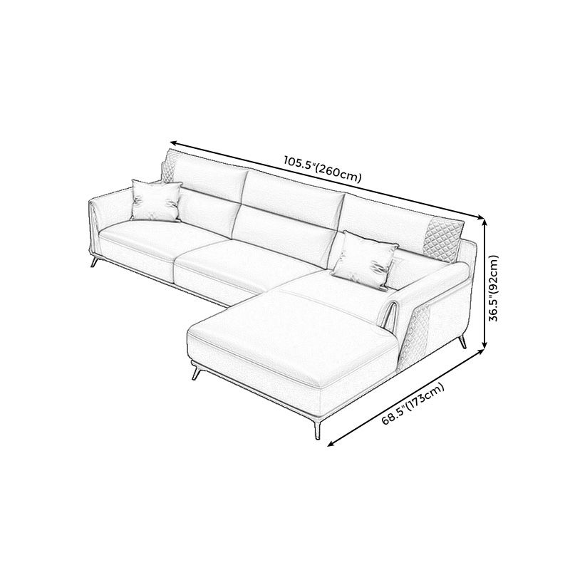 Genuine Leather Pillow Top Arm Sectionals 36.22"High Cushion Back Sofa, Black