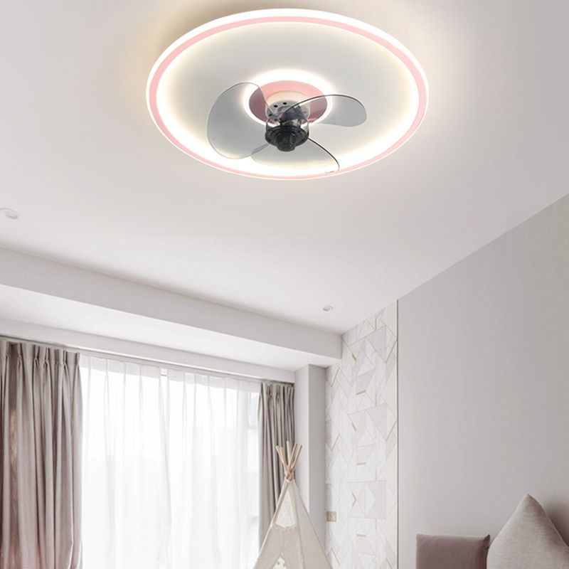 Round Shape Metal Ceiling Fans Modern Style Single Light Ceiling Lamp