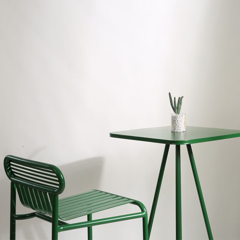 Industrial Square Bar Table Set 1/2 Pieces Pub Table Set with Metal Base