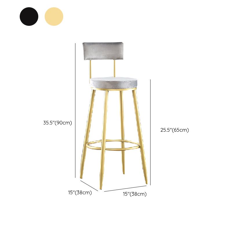 Modern Upholstered Counter Stool Bar-height Low Back Bar Stool with Metal Base