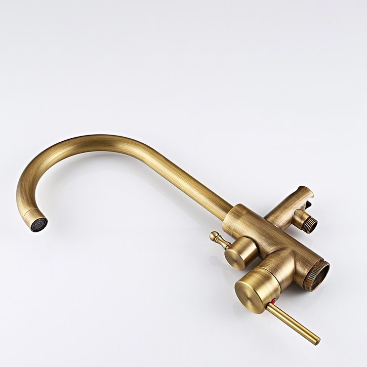 Floor Mount Tub Faucet Single Handle Metal Freestanding Faucet - 46.5" H