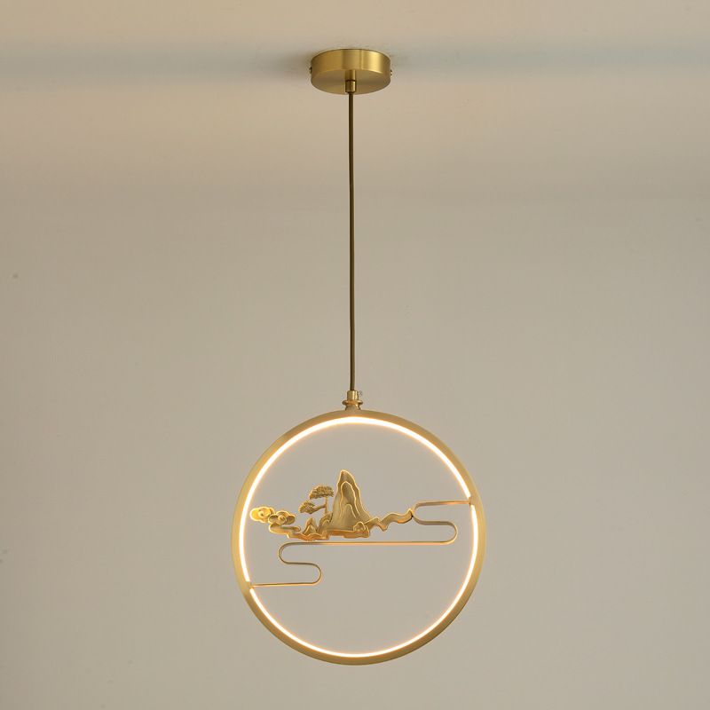 Contemporary Gold Simplicity Line Design LED Pendant Lamp for Bar Study Room