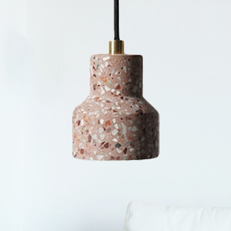 Cement Bell Pendant Ceiling Light Simplicity 1 Light Black/White/Pink Hanging Ceiling Light