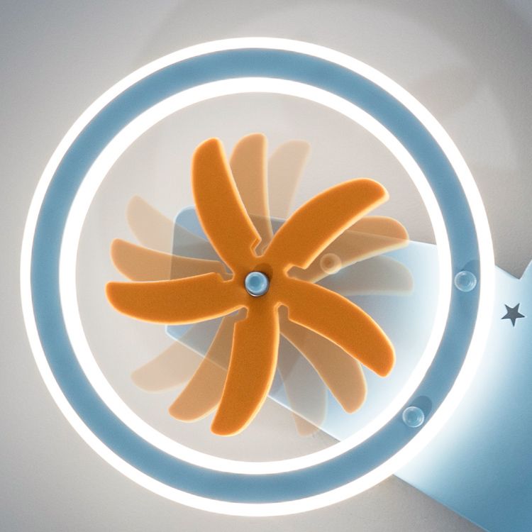 Lámpara de techo de metal LED moderna con luz empotrada en avión azul para dormitorio de niños
