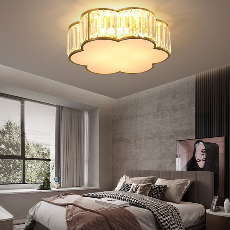 Plafonnier en laiton et cristal de Style rétro colonial, montage encastré en cuivre pour le salon