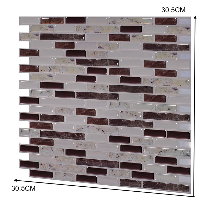 Rustic Brick Effect Peel Wallpaper Panel Grey and White Mosaics Wall Art for Washroom