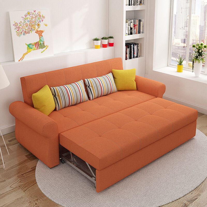 Cushion Back Futon Sofa Bed Pillow Included Flared Arms Sleeper Sofa