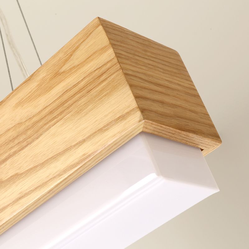 Linear Dining Room Pendant Light Wooden 1-Light Modern Hanging Ceiling Light with Diffuser