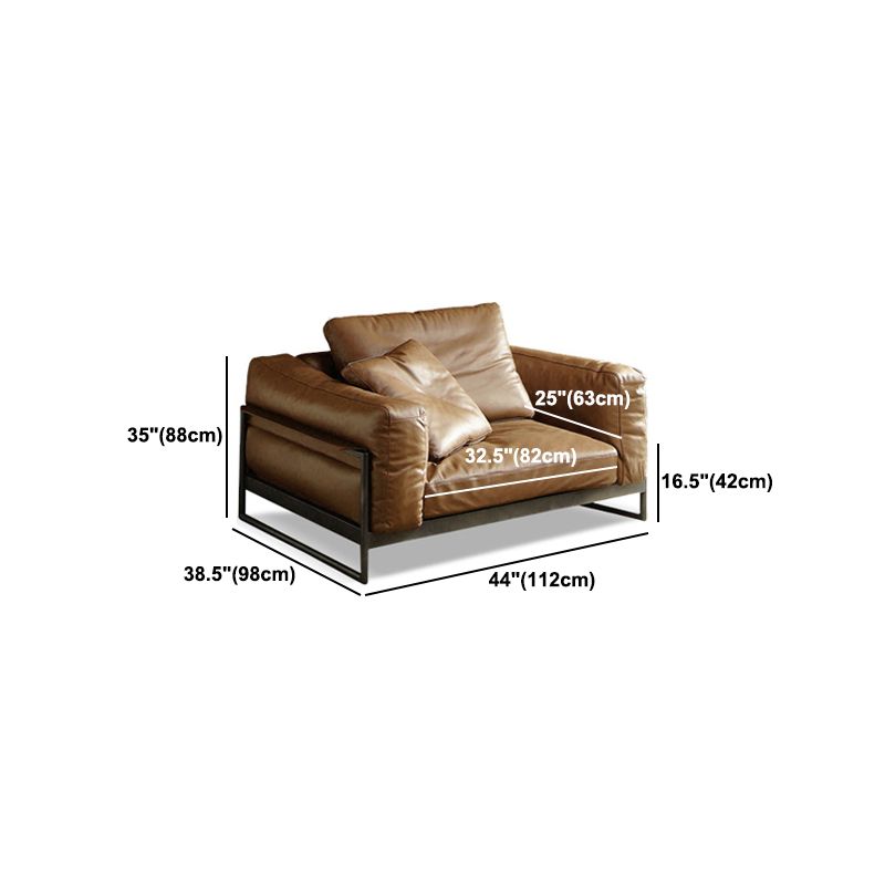 Square Arm Sofa Modern Sofa 38.58" D x 34.64" H Sofa with Pillow