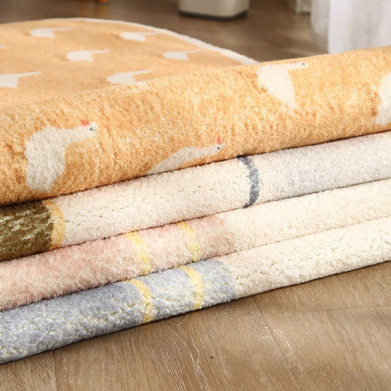 Beige Modern Carpet Polyester Color Piece Carpet Washable Carpet for Living Room