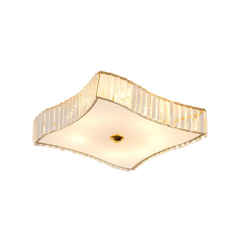 Luz de montaje de montaje cuadrado Luz de techo LED de oro de cristal moderno para dormitorio con difusor acrílico