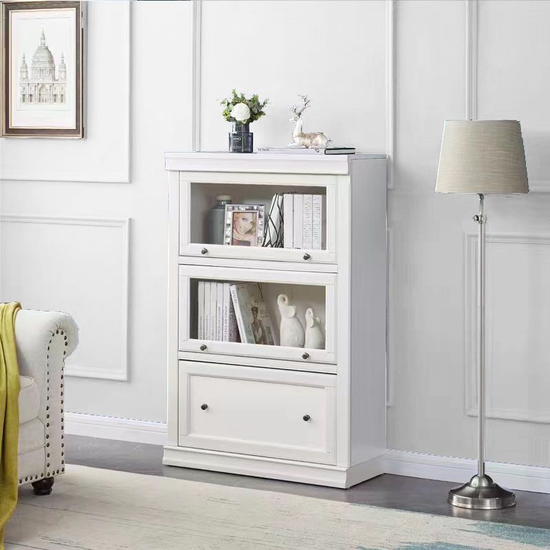 Contemporary White Shelf Bookcase Standard Wooden Book Shelf