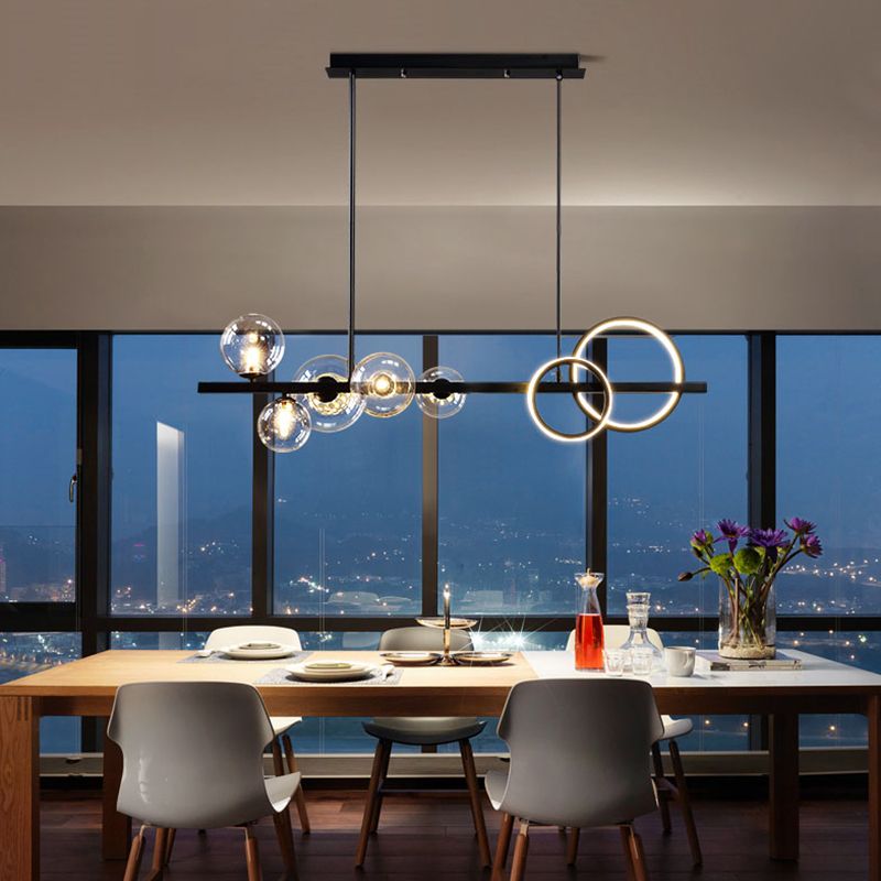 Nordic Style Iron Hanging Lamp Circle Shape Island Light Fixture for Bedroom