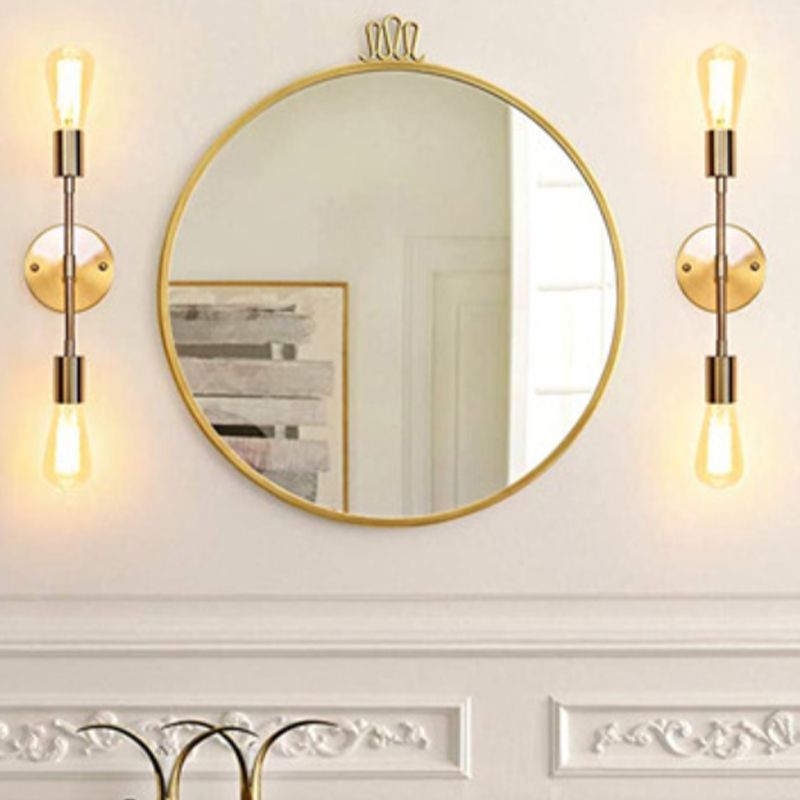 Modern Minimalist Golden and Black Metal Wall Light Sconce for Washroom