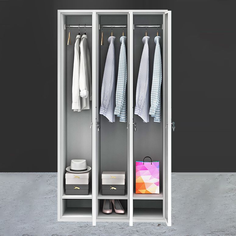 White Metal Cabinet for Bathroom Contemporary Storage Cabinet with Hinged Door
