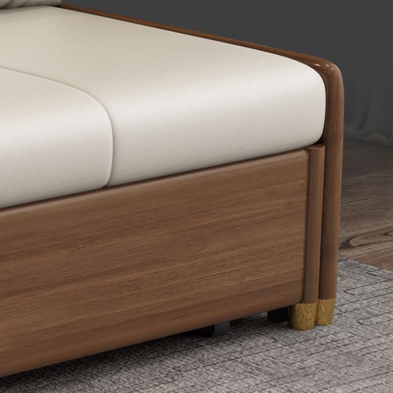 Beige and Brown Sofa Bed with Pillows Convertible Seating with Storage