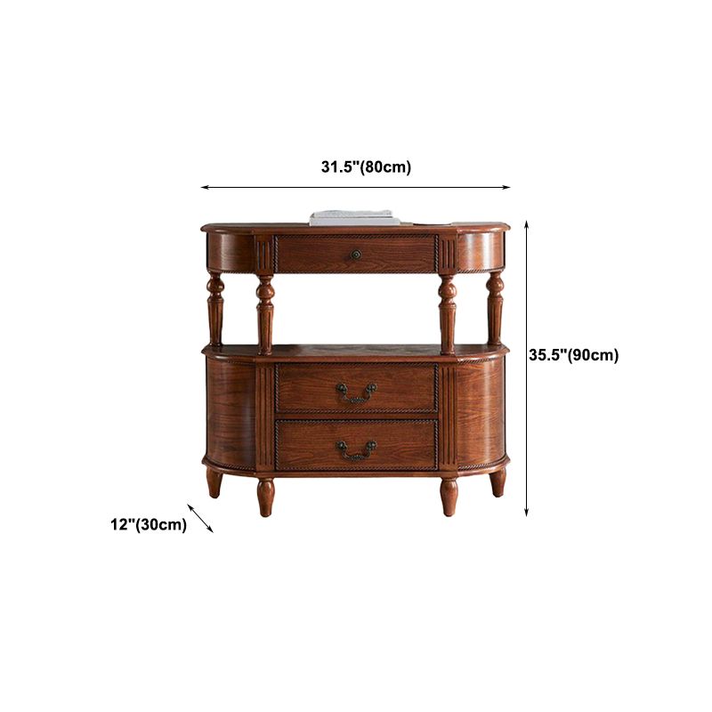 Mid-Century Modern Console Table 11.8" W Solid Wood Storage Console