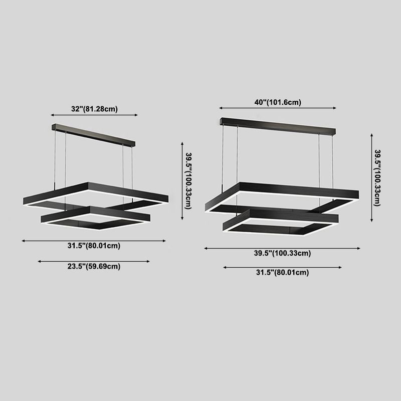 Minimalisme eigentijdse stijl led hangende kroonluchter licht vierkant hangende lampkit
