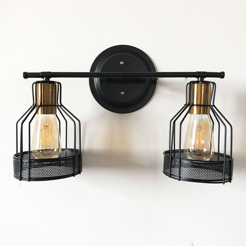 Industrial Style Iron Vanity Light Cylinder Shape Vanity Lamp for Shower Room