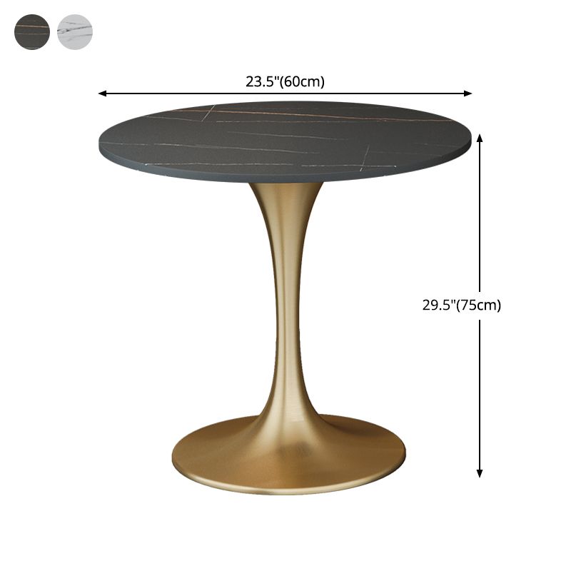 Round Sintered Stone Dining Table Traditional Luxury Dining Table with Tulip Base