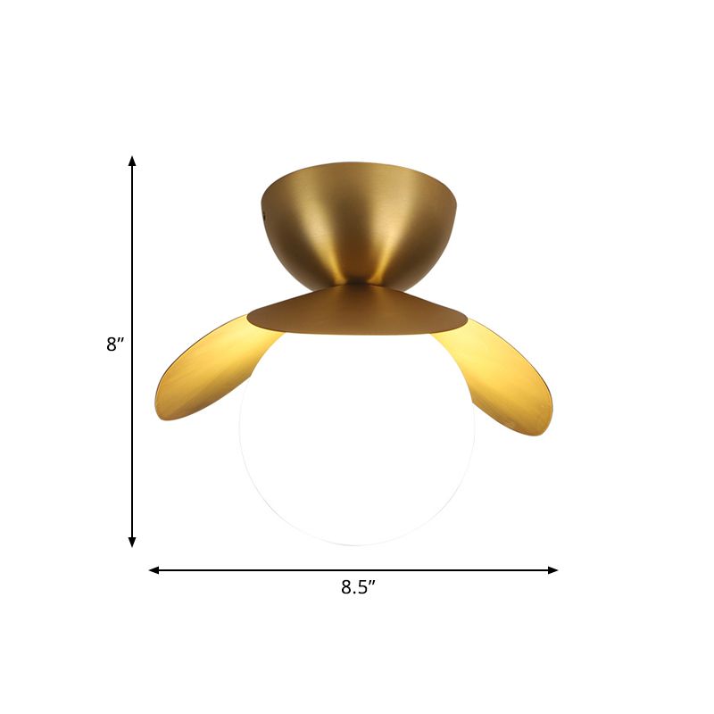 Lampe de plafond de style pétale colonne métal moderne 1 tête finition laiton LED fluorescent