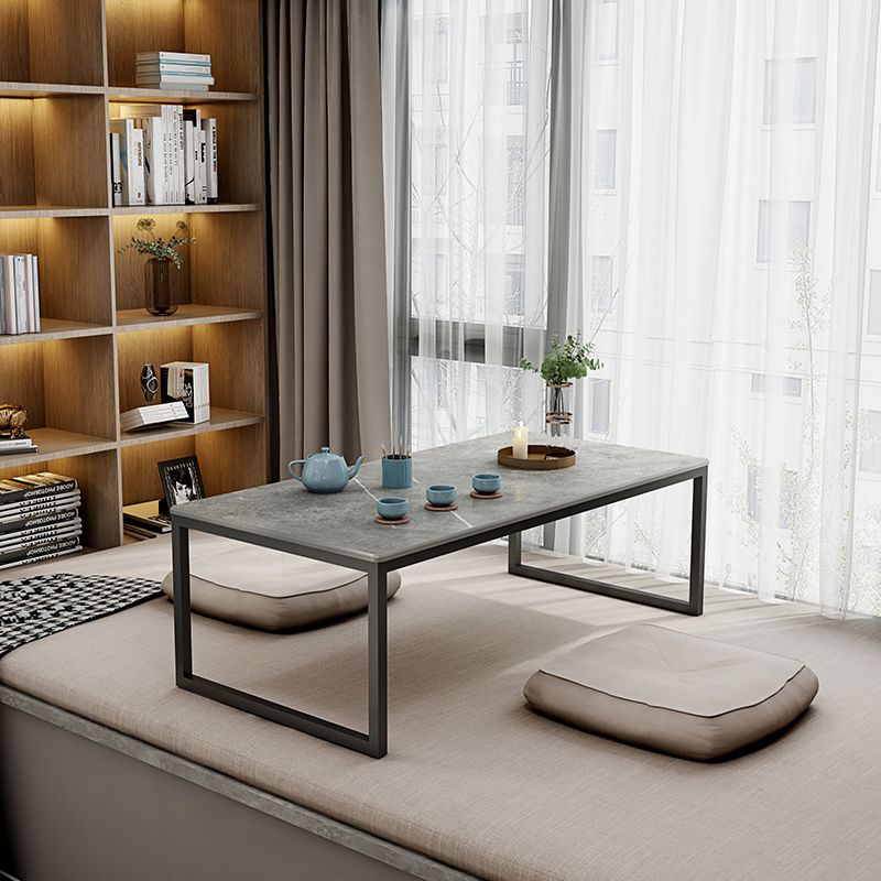 Glam 11.8" H Rectangle Slate Coffee Table Metal 2 Legs Cocktail Table