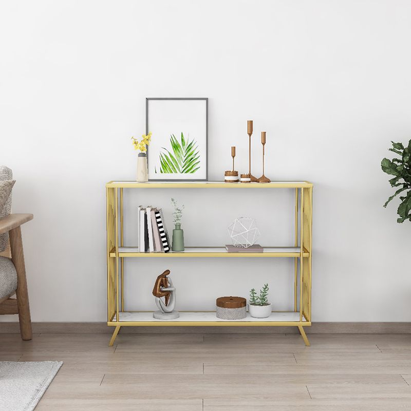 Modern Rectangle Accent Table Antique Finish Console Sofa Table in Marble