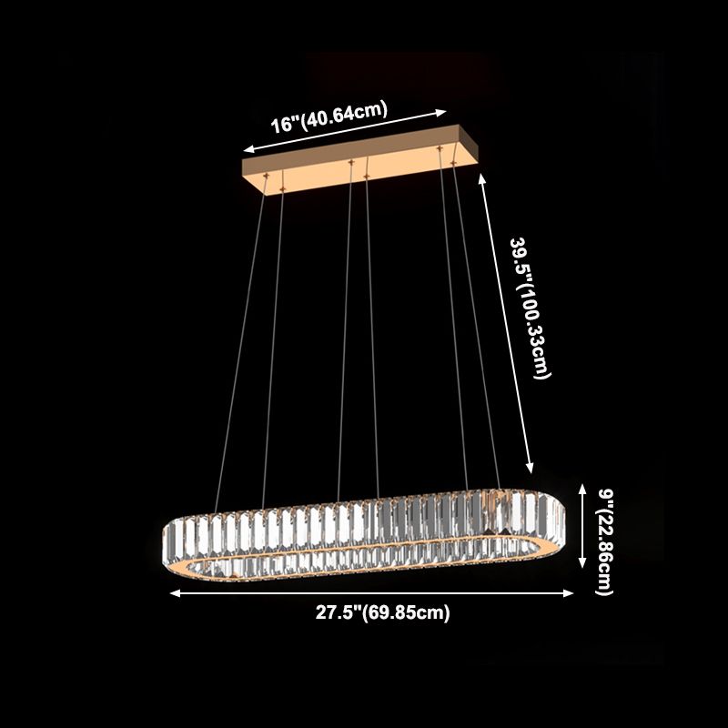 Iluminación colgante lineal luz colgante contemporánea con sombra de cristal para comedor
