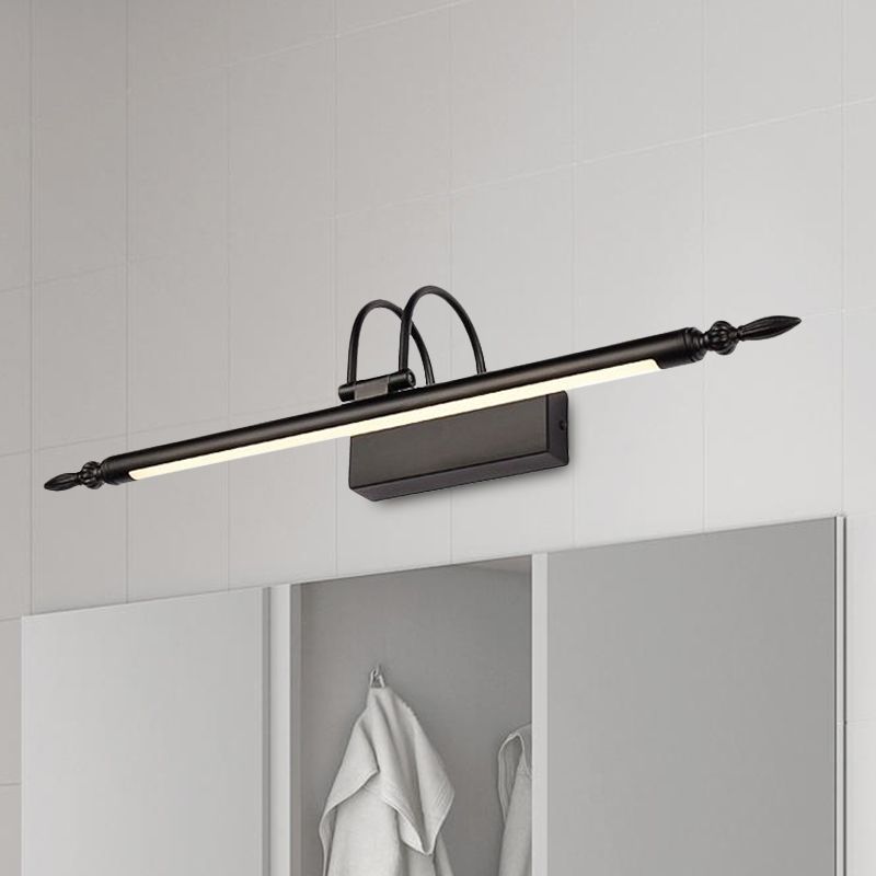 Simple Style Linear Vanity Lighting Metallic 22"/26" Wide LED Bathroom Wall Light in Black, White/Warm Light