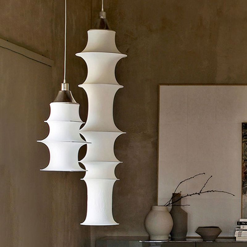 Hedendaagse witte zijden hanglamp LICHT BEWERK 1 Licht geometrisch hangend plafondlicht