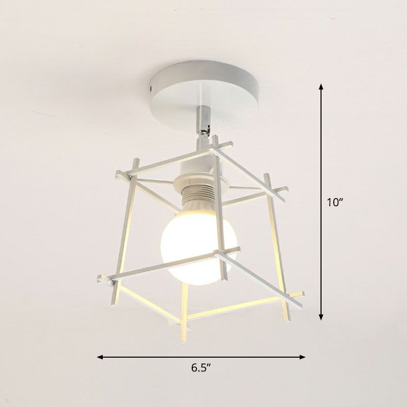 Retro Geometric Semi Flush Mount Lighting 1 Head Iron Flush Mount Fixture for Entryway