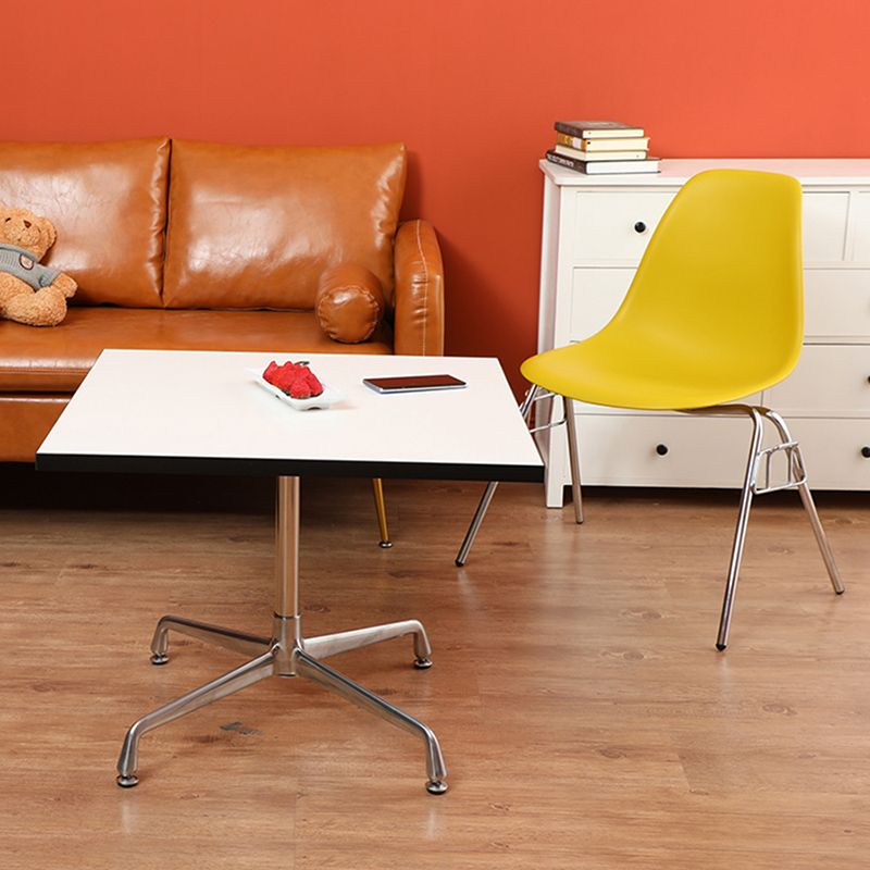 Stackable Armless Dining Chairs Solid Back Side Chairs with Metal Legs