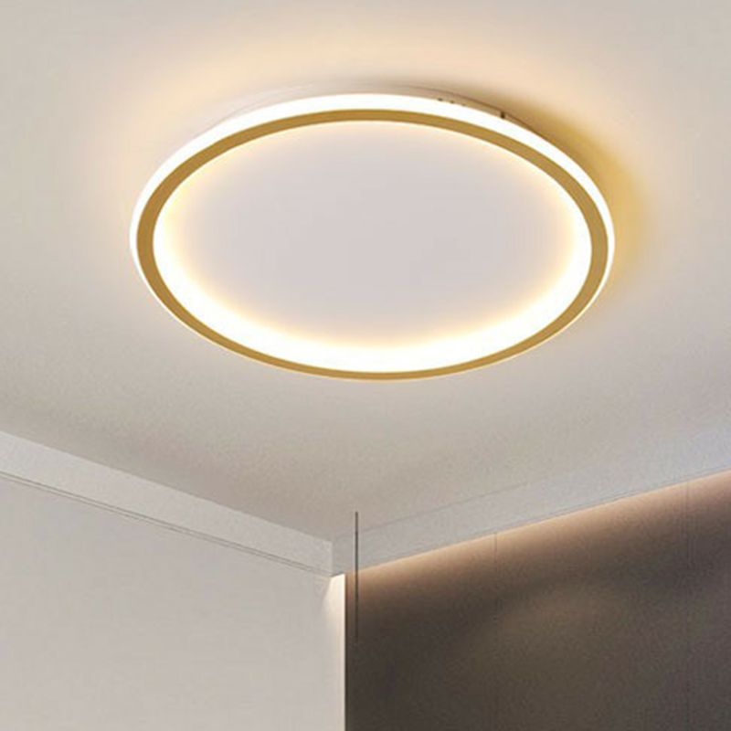Plafonnier circulaire ultra fin en aluminium pour salon, éclairage encastré à LED en or, simplicité