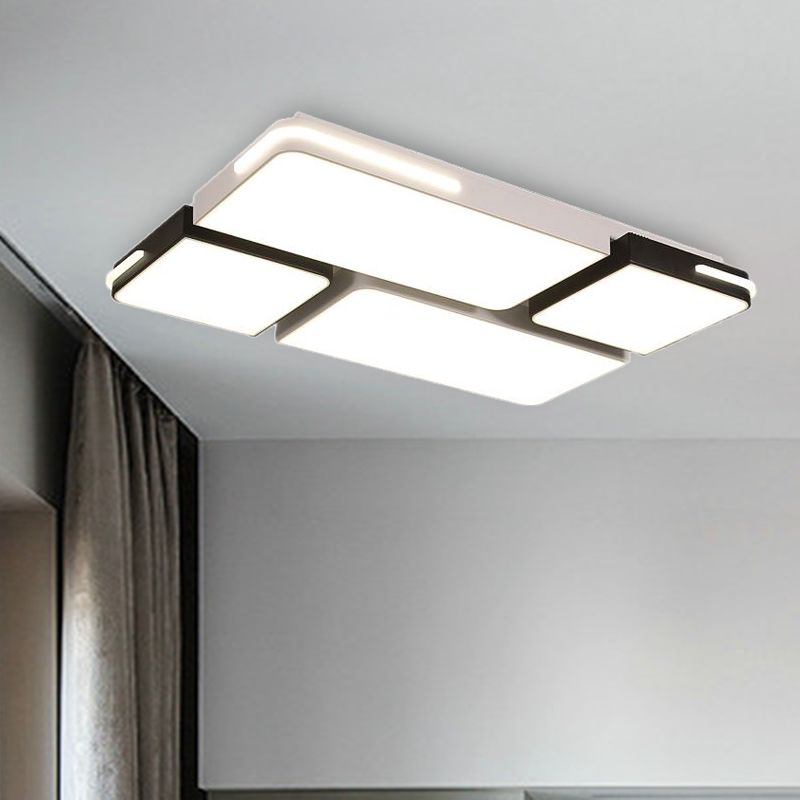 Square/Rectangle Acrylic Flush Pendant Light Contemporary 21.5"/37.5" Width LED White Flush Mount Lighting in White/Warm Lighting