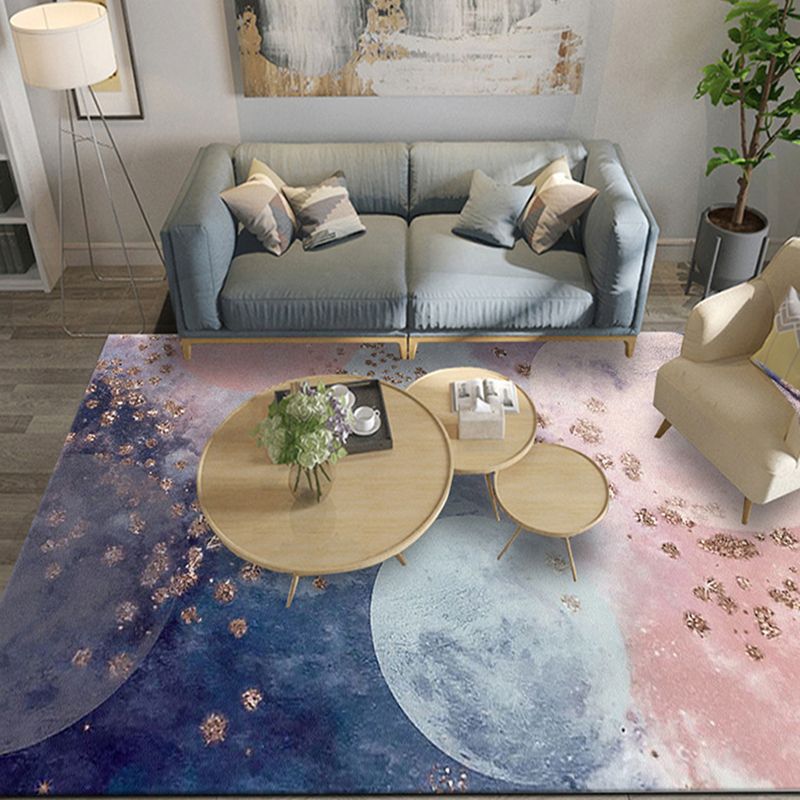 Modern Home Decoration Rug Multicolor Color Block Area Carpet Polyster Non-Slip Backing Washable Rug