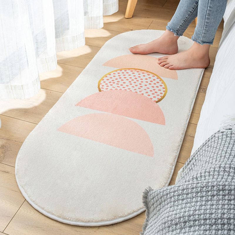 Multi-Color Geometry Area Rug Trendy Striped Carpet Polyester Friendly Washable Area Rug for Bedroom