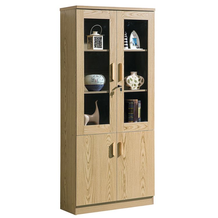 Contemporary Bookcase Closed Back Vertical Engineered Wood Shelf Bookcase with Doors